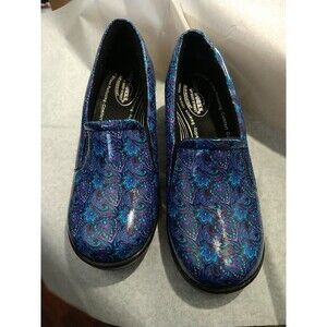 Easy Works Stress Reducing Blue Purple Paisley Nursing Shoes Size 11